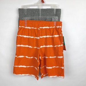 NWT 365Kids Garanimals 2-Pack Boys Size 8 Elastic Waist Shorts GRAY & ORANGE